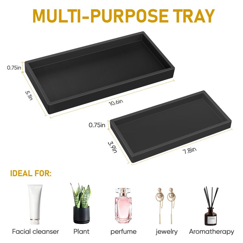 EG-SIPRO Bathroom Counter Tray EG-SIPRO High-Grade Thickened Silicone Bathroom Vanity Tray Shatterproof Durable Rectangle Bathroom Tray Soap Dispenser Tray for Bathroom Countertop - Image 5